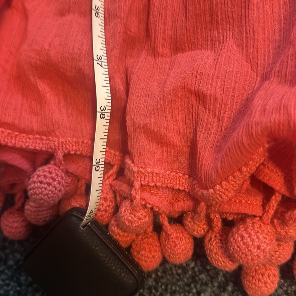 Calypso St Barth Coral Pom-Pom Tiered Skirt Large cotton $395 - Picture 6 of 11